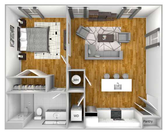 1 bed 1 bath C at The Quarter Lofts Apartments, Mississippi, 39216