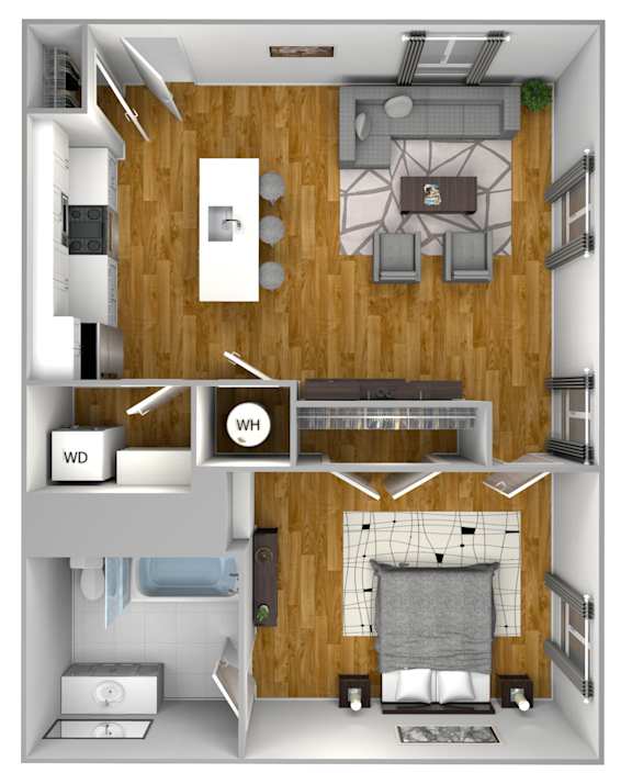 1 bed 1 bath D at The Quarter Lofts Apartments, Jackson, MS, 39216