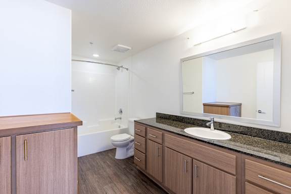 the preserve at ballantyne commons community bathroom with sink toilet and shower