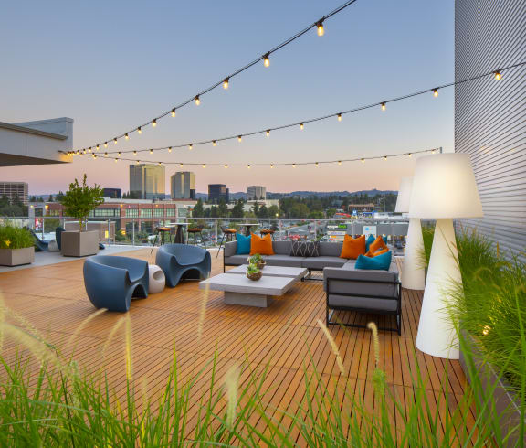 Rooftop Terrace Seating at The Q Topanga, Woodland Hills, CA