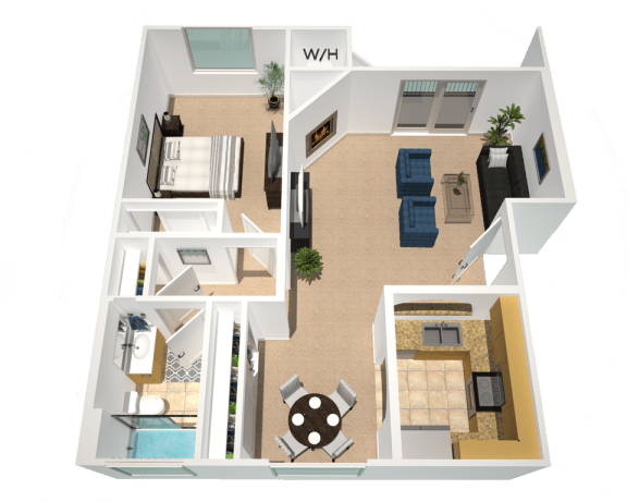 a floor plan of a house at The Village Apartments, Van Nuys California