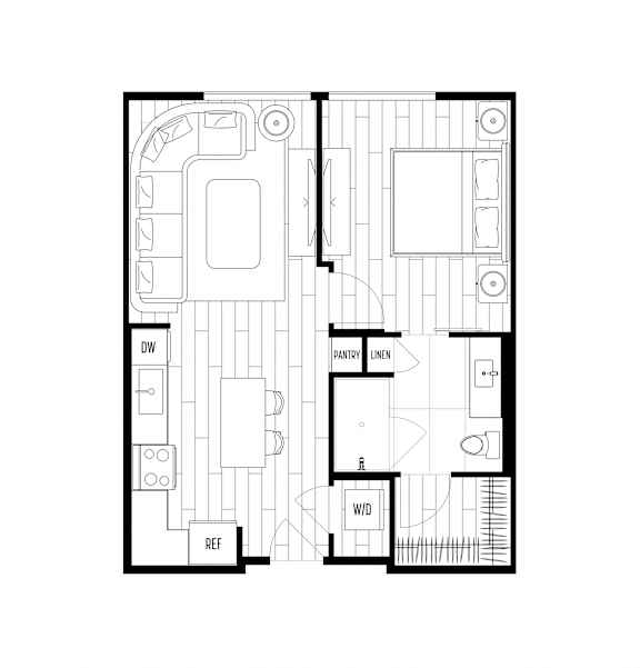 A black and white image of a house floor plan.