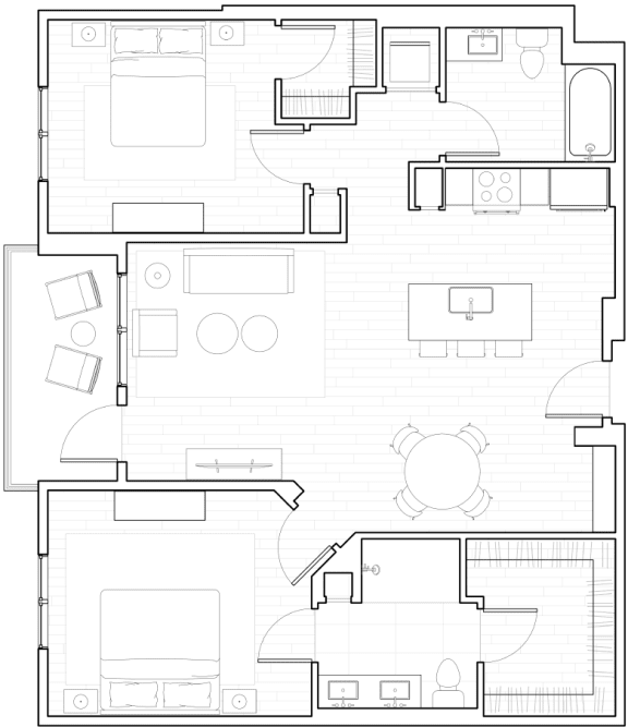 B1 Floor Plan at The Q Variel, Woodland Hills, CA, 91367