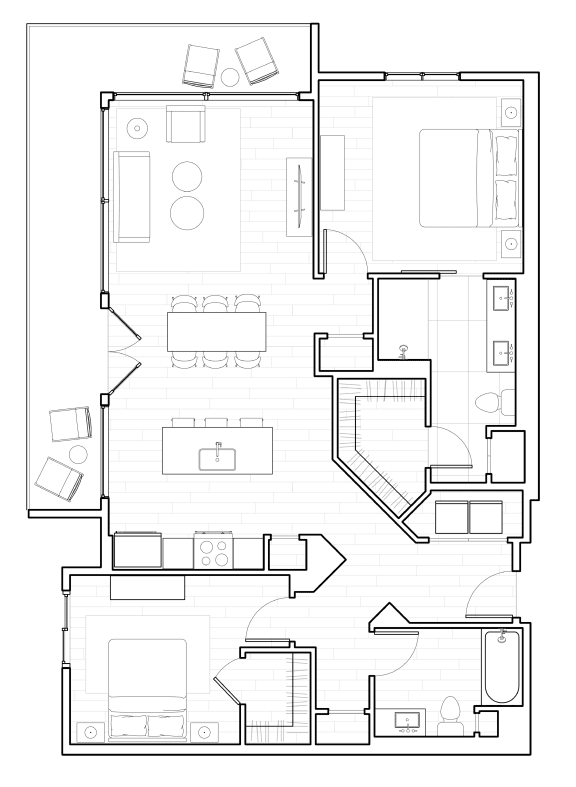 B3 Floor Plan at The Q Variel, Woodland Hills, CA, 91367