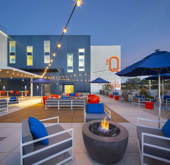 Outdoor Firepit Lounge at The Q Variel, Woodland Hills