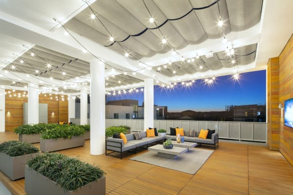Rooftop Lounge With TV at The Q Variel, Woodland Hills, California