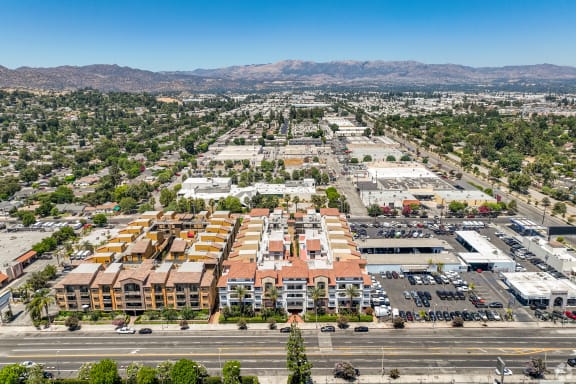 an aerial view of the city at Le Blanc Apartment Homes, Canoga Park, 91304