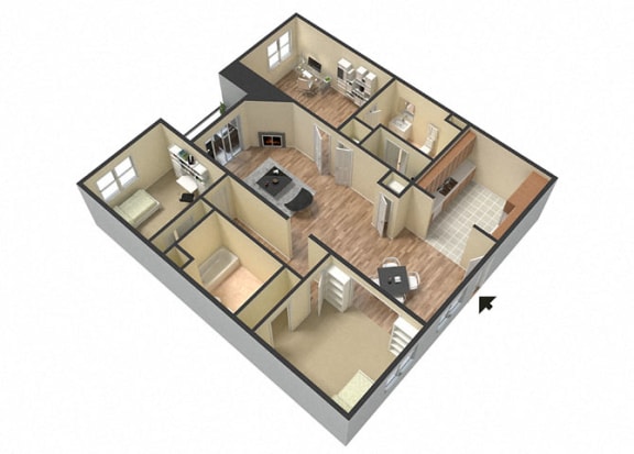 Marbella Den Floor Plan A at Le Blanc Apartment Homes, California, 91304