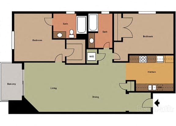 2 Bed - 2 Bath Santorini Floor Plan at Le Blanc Apartment Homes, California