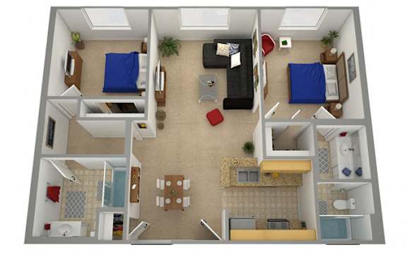 2 bedroom 2 bath floor plan G at Dronfield Astoria Apartments, California,  91342