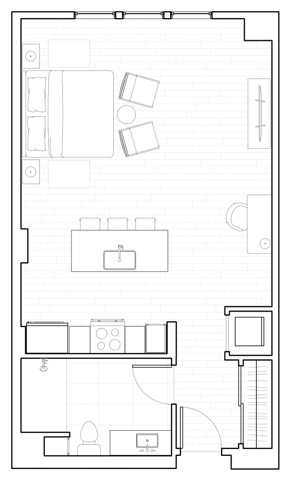 Studio Floor Plan at The Q Topanga, Woodland Hills