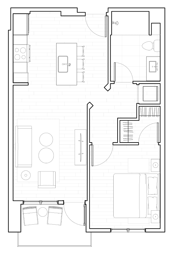 1 Bed 1 Bath Floor Plan at The Q Variel, Woodland Hills, California