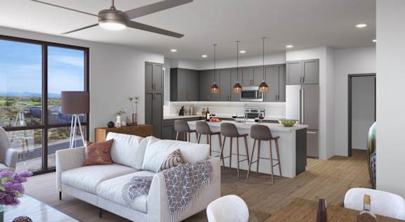 Elevation SanTan living room with spacious kitchen