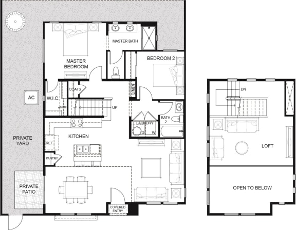 2 Bedrooms, 2 Bathrooms, Loft floorplan at Pillar at Fountain Hills apartments