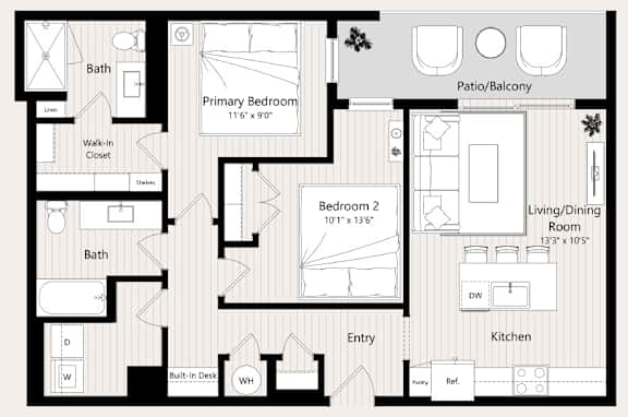 B2 Floor Plan at Huxley Scottsdale, Scottsdale, AZ