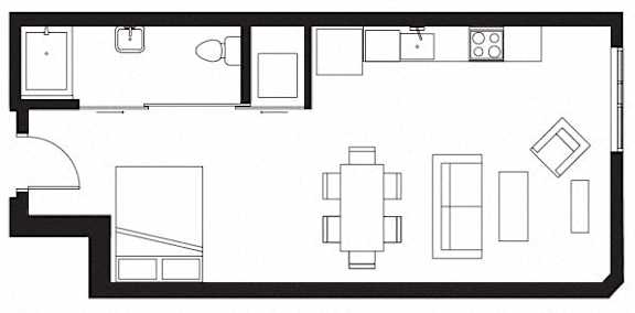 Floor Plan  Studio apartment at Pine Minor, Washington, 98101