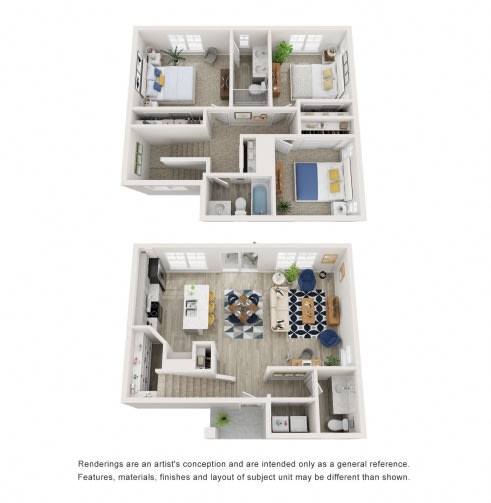 3 Bed 2 Bath Floor Plan at Village of Chandler Apartments, Chandler, AZ, 85249