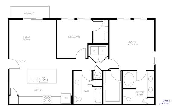Unit 2 Floor Plan at The Hendry, Henderson, NV