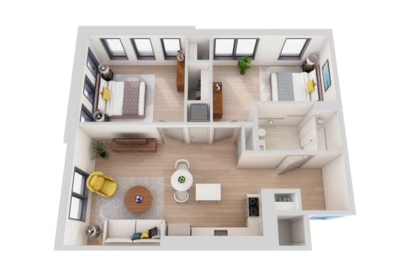 a1 floor plan  1 bedroom with 2 baths  1192 square feet