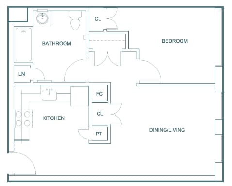 the schematic drawing of the floor plan of a house