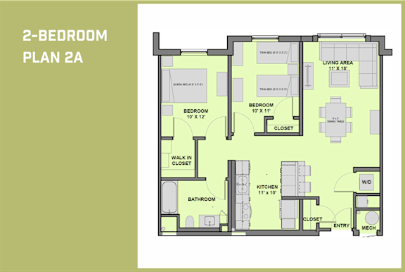 2A Floor Plan at 20 Stephenson Aman at Clarendon Hill, Somerville, 02144