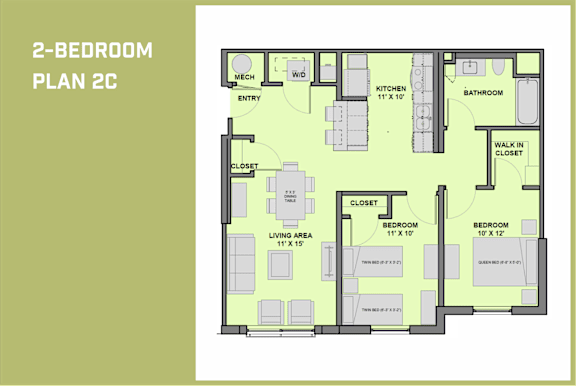 2C Floor Plan at 20 Stephenson Aman at Clarendon Hill, Somerville, Massachusetts