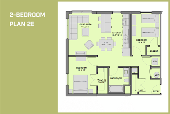 2E Floor Plan at 20 Stephenson Aman at Clarendon Hill, Massachusetts