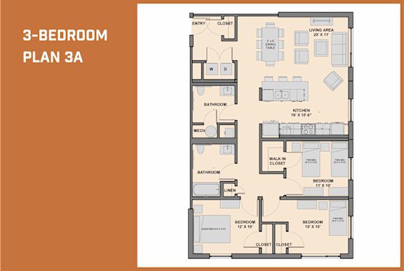 3A Floor Plan at 20 Stephenson Aman at Clarendon Hill, Somerville, 02144