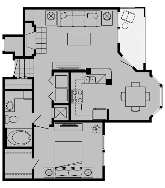 A black and white image of a floor plan for a house.