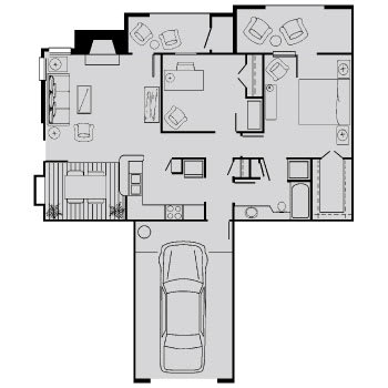 a floor plan of a small house with a car