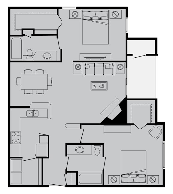 A black and white image of a floor plan for a house.