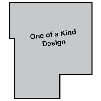 A grey rectangle with the words "One of a Kind Design" written in the center.