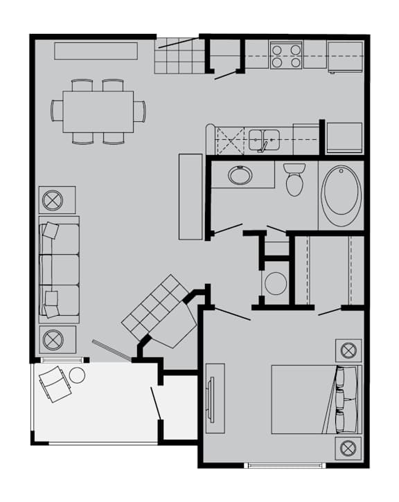 A black and white image of a floor plan of a house.