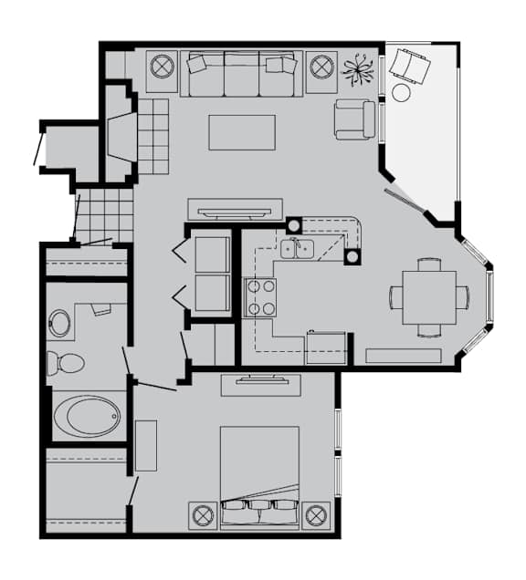A black and white image of a floor plan of a house.
