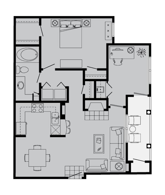 A black and white image of a floor plan of a house.