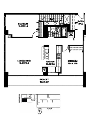 a floor plan of a house with a small footprint