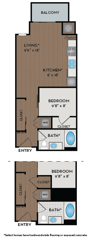 A diagram shows the layout of a home with a living room, kitchen, bedroom, bathroom, and closet.