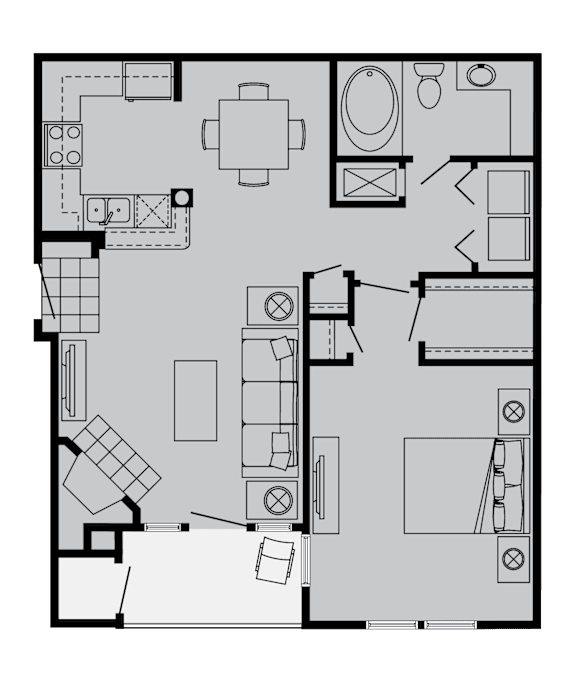 A black and white image of a floor plan of a house.