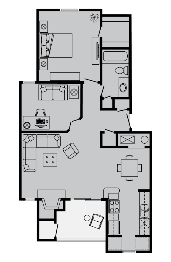 A floor plan of a house with multiple rooms and a central hallway.