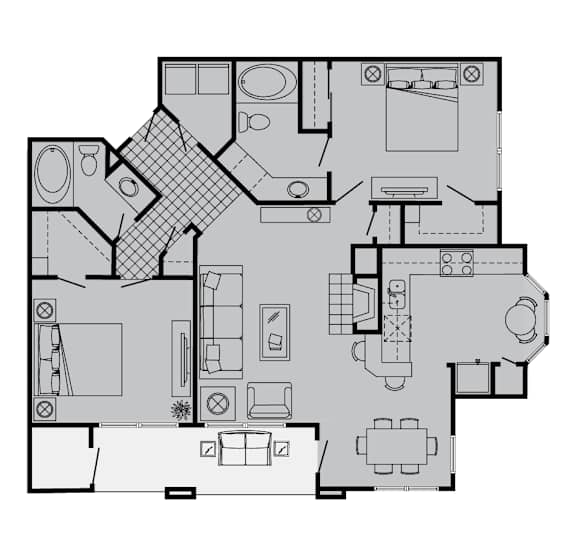 A black and white image of a house floor plan.