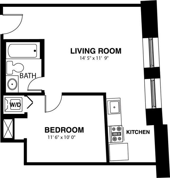  Floor Plan 1 BR 101 Style