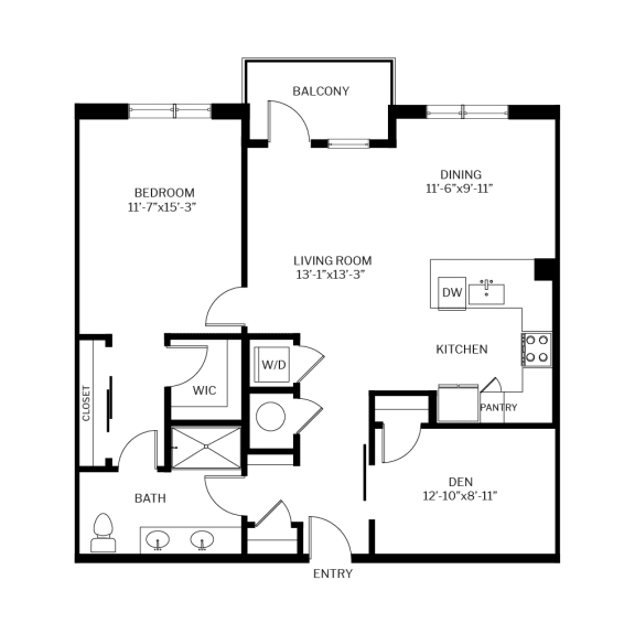 The Shirley Apartments Odenton MD Burgundy 1-Bedroom Floor Plan D at The Shirley Apartments , Maryland