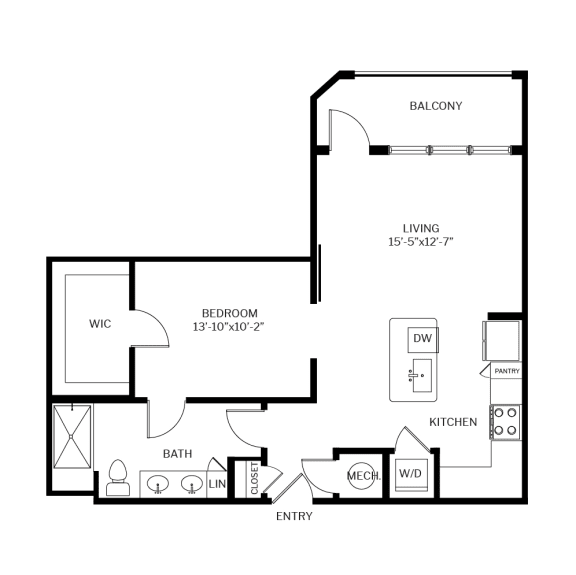 The Shirley Apartments Odenton MD Auburn 1-Bedroom Floor Plan E at The Shirley Apartments , Maryland 21113