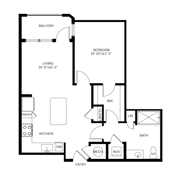 Floor Plan  The Shirley Apartments Odenton MD Ruby 1-Bedroom Floor Plan  F at The Shirley Apartments , Odenton, Maryland, 21113