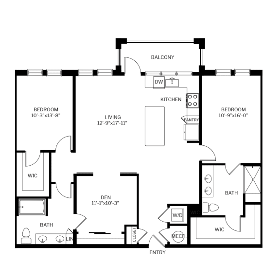 Floor Plan  The Shirley Apartments Odenton MD Merlot 2-Bedroom Floor Plan E at The Shirley Apartments , Maryland