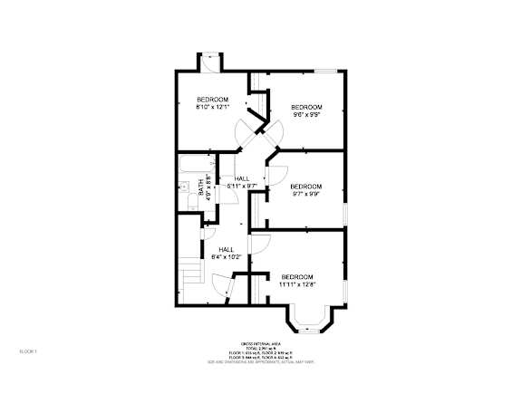 A floor plan of a house with dimensions and room labels.