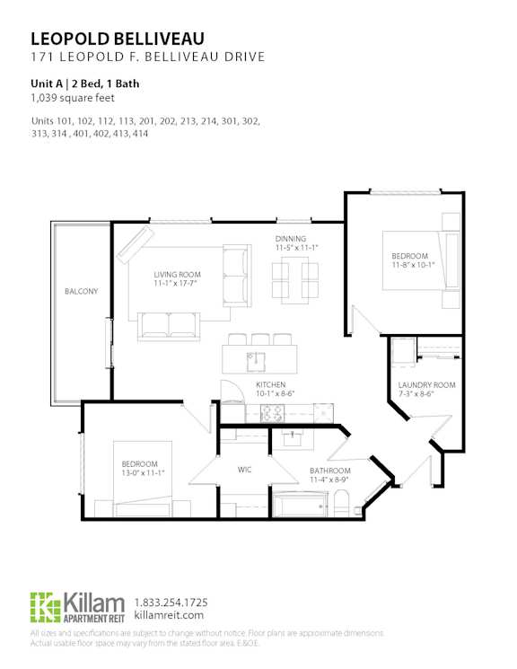 Unit A | 2 Bedroom + 1 Bath