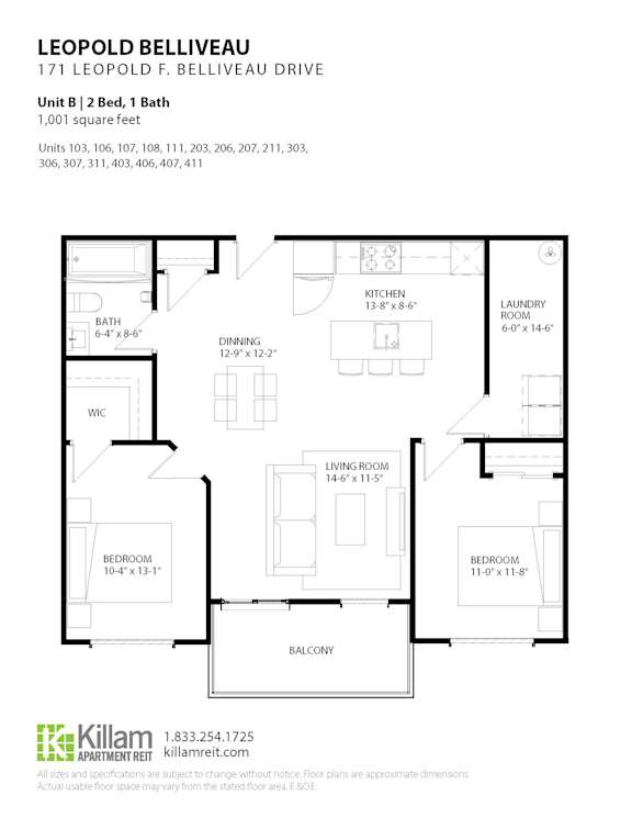 Unit B | 2 Bedroom + 1 Bath
