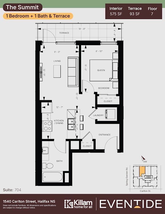 A floor plan for an apartment at The Summit.
