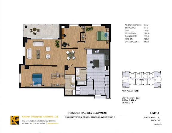 A floor plan for a residential development with a key plan and unit layouts.